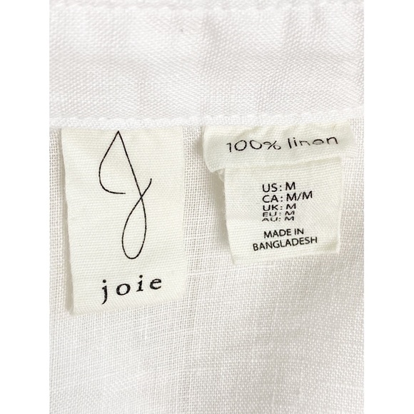 Joie Womens Linen Popover Top M White Roll Tab Lighweight Classic Beachy Minimal - Picture 5 of 5